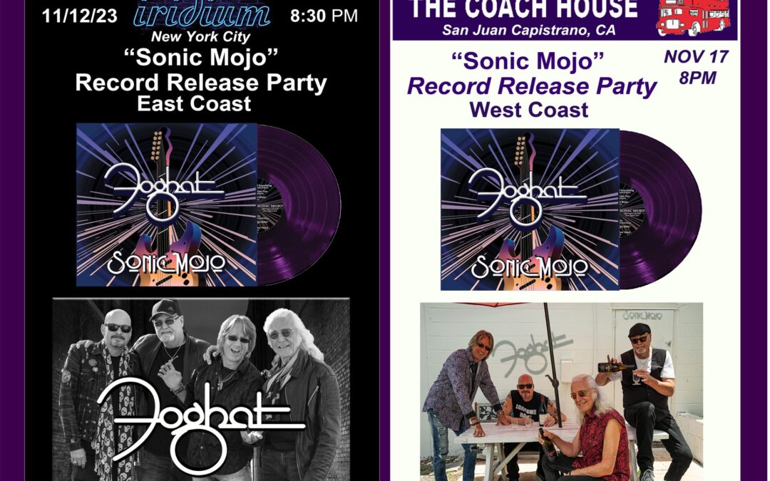 SONIC MOJO Album Release Parties- The Iridium, NYC on 11/12 and The Coach House, San Juan Capistrano, CA on 11/17!